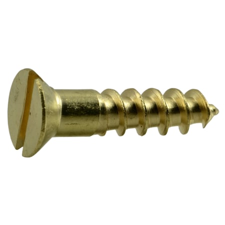 Midwest Fastener Wood Screw, #8, 3/4 in, Plain Brass Flat Head Slotted Drive, 40 PK 61672